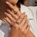 Esme Geometric Zircon Ring worn on the hand – Macaje