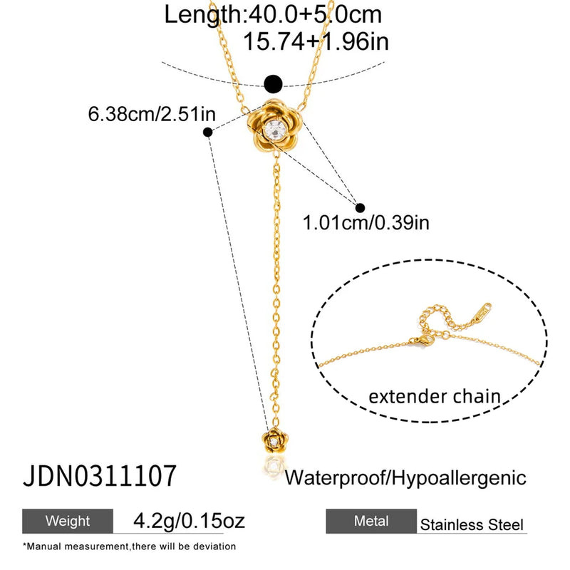 Angele Crystal Lariat Necklace – Rose