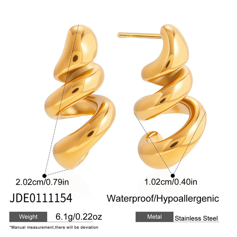 Berenice Twisted Spiral Stud Earrings – Gold