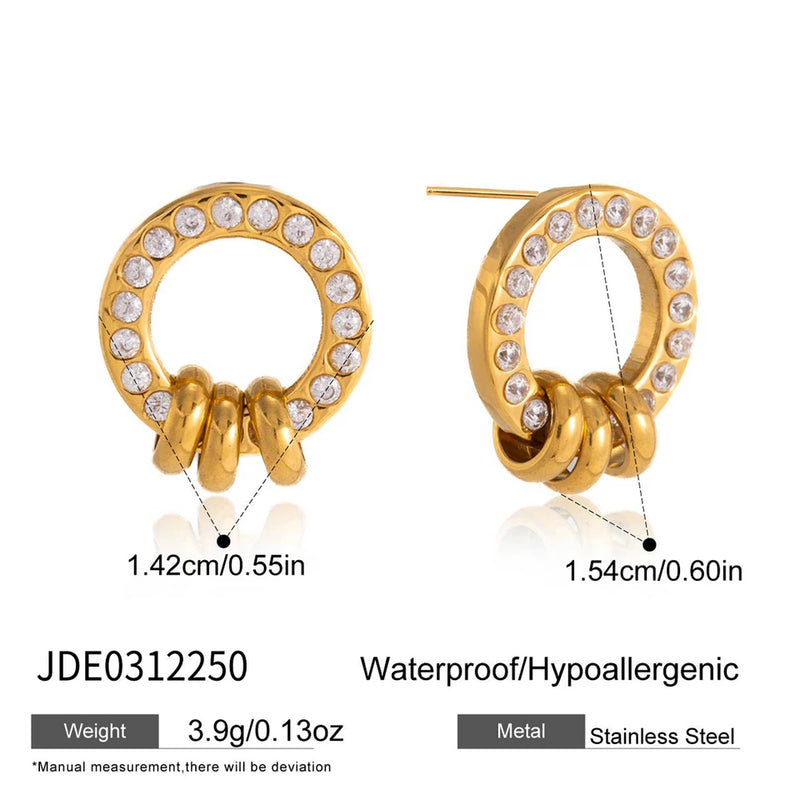 Estel Crystal Circle Link Earrings – Crystal Circle Stud