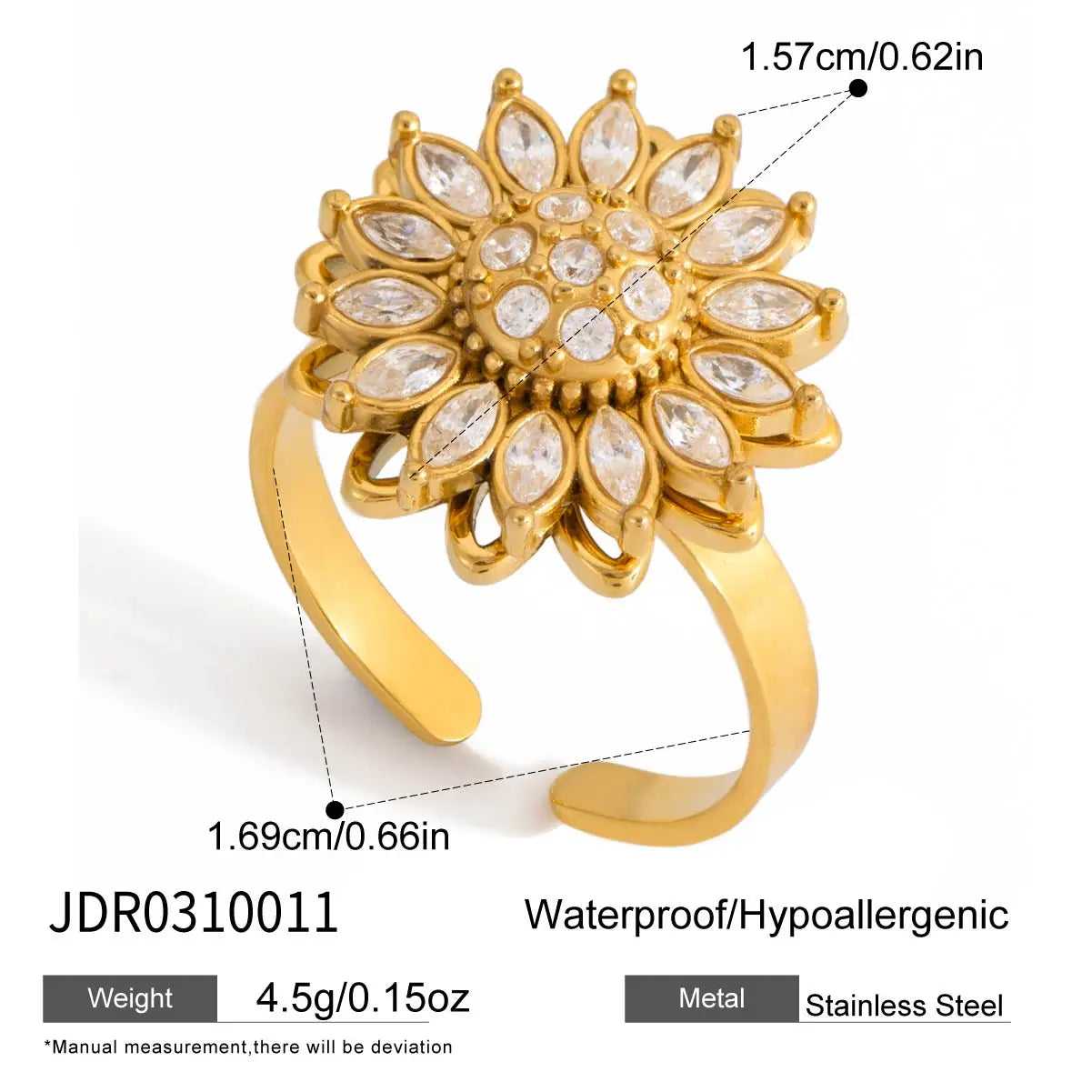 Fleur Spinning Zircon Ring - Black