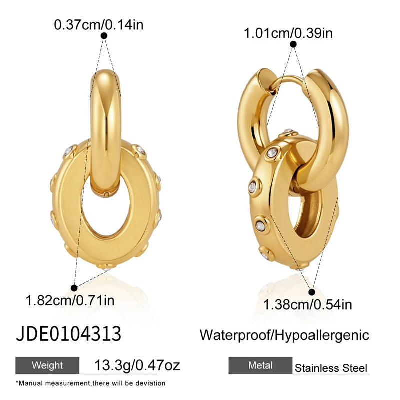 Florianne Studded Double Circle Drop Earrings – Gold