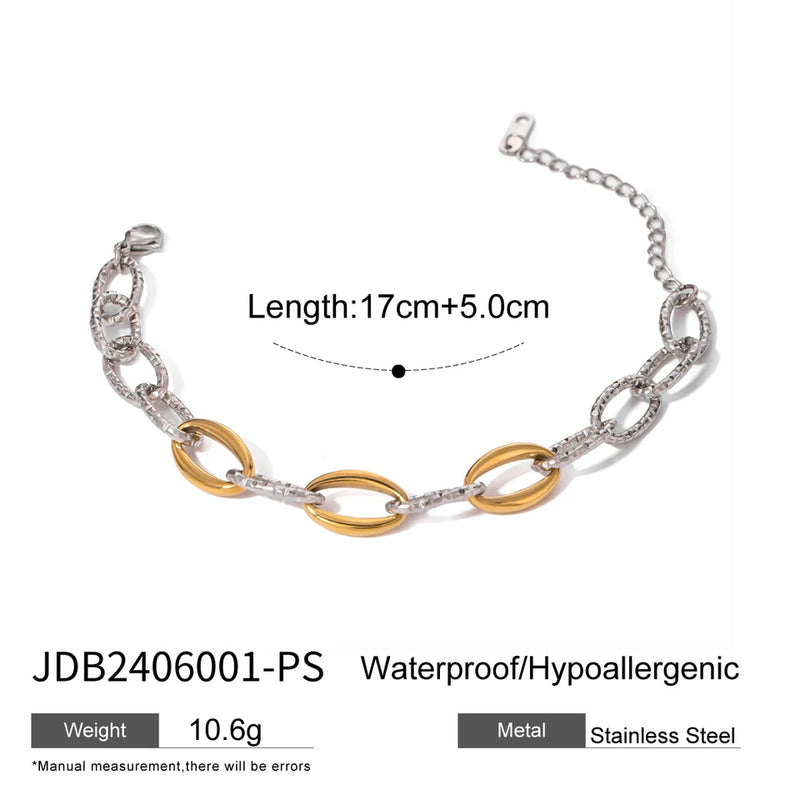 Jolene Two-Tone Chain Bracelet – Oval Link