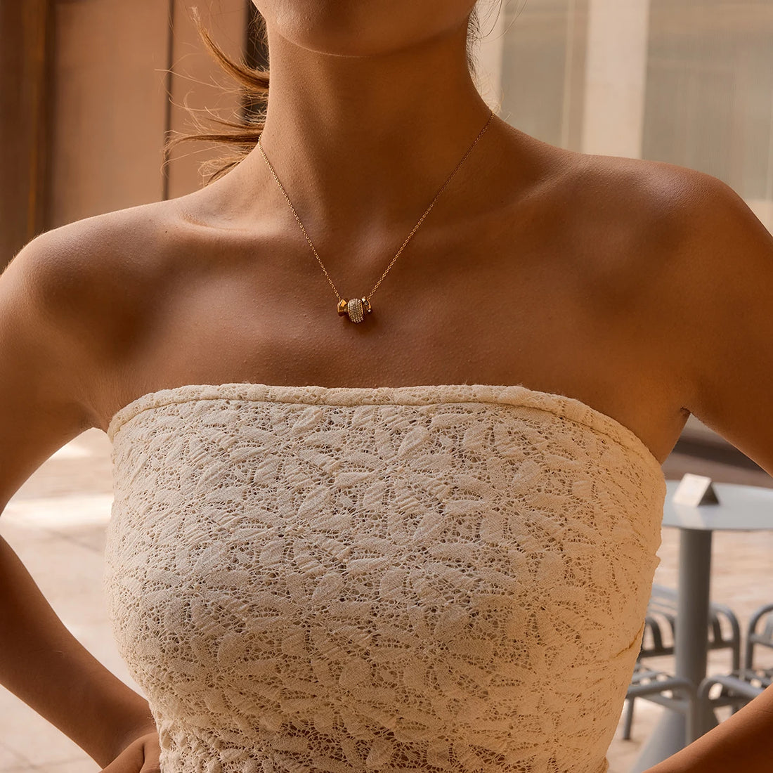 Marianne Pave Crystal Bead Necklace