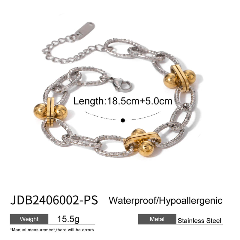Jolene Two-Tone Chain Bracelet – Ball Charm Layered