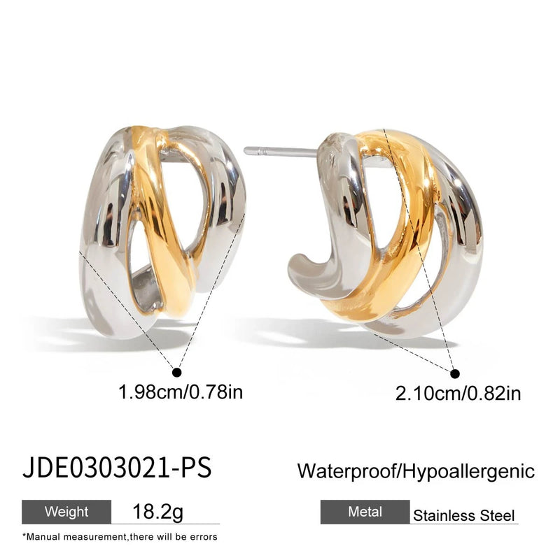 Huguette Two-Tone Crossover Hoop Earrings – Two-Tone