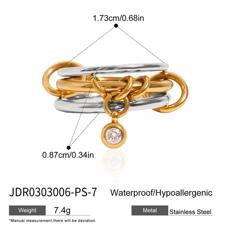 Lucienne Linked Triple-Band Ring – Two-Tone 7