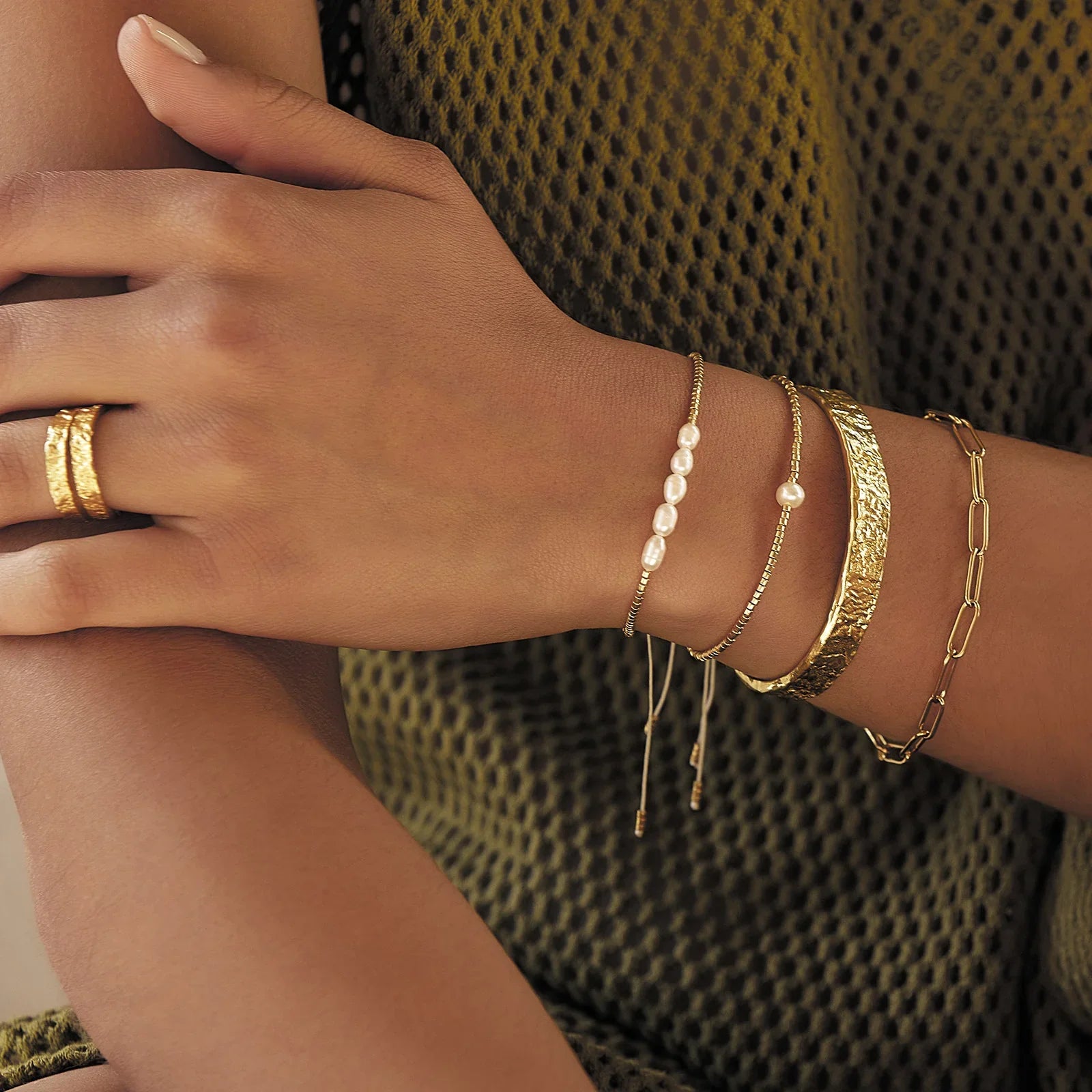 Camelia Textured Cuff Bangle alternate angle – Macaje waterproof bangle
