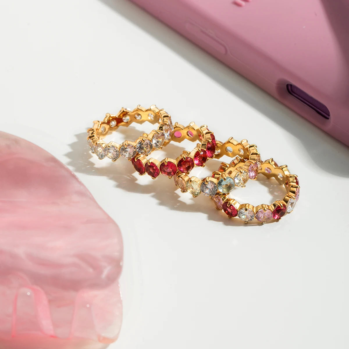Iris Multicolor Zircon Eternity Ring gift-ready packaging – Macaje ring