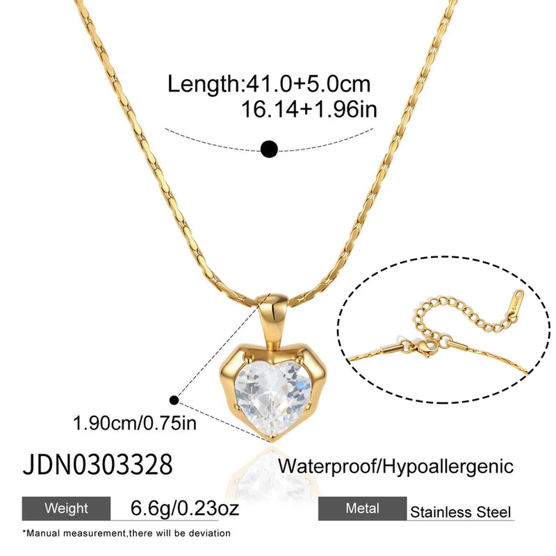 Alix Heart Crystal Necklace & Stud Earrings – Necklace