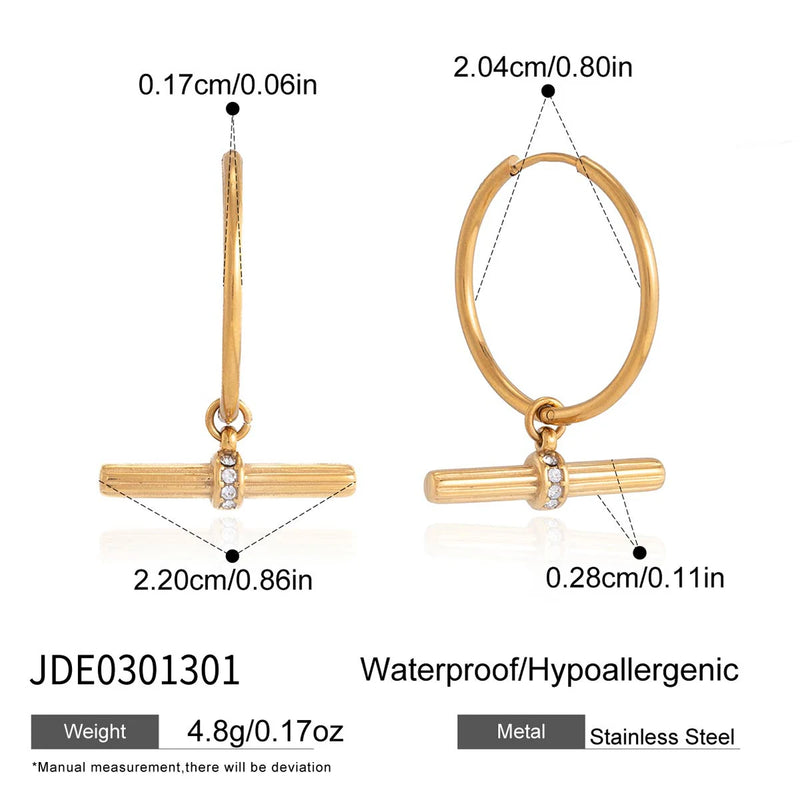 Eleonore T-Bar Hoop Earrings – Gold