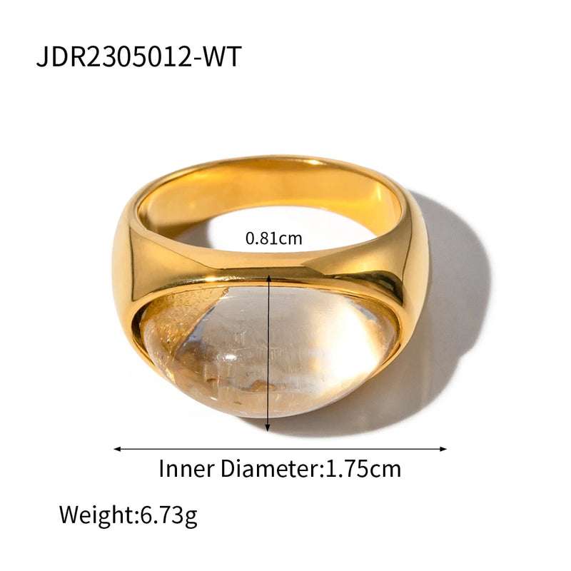 Specification card showing the domed ring's diameter and weight