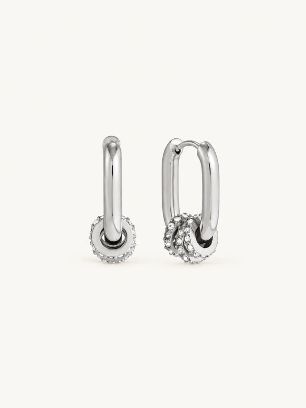 Mathilde Pave Ring Oval Hoop Earrings – Silver