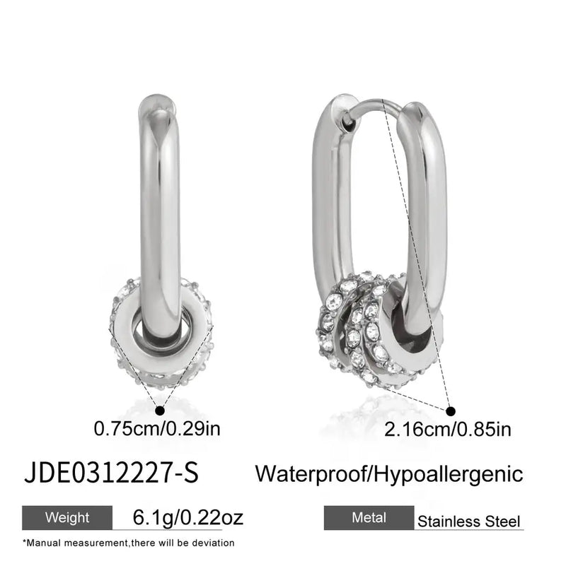 Mathilde Pave Ring Oval Hoop Earrings – Silver