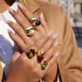 Goutte Natural Stone Wrap Ring worn on the hand – Macaje