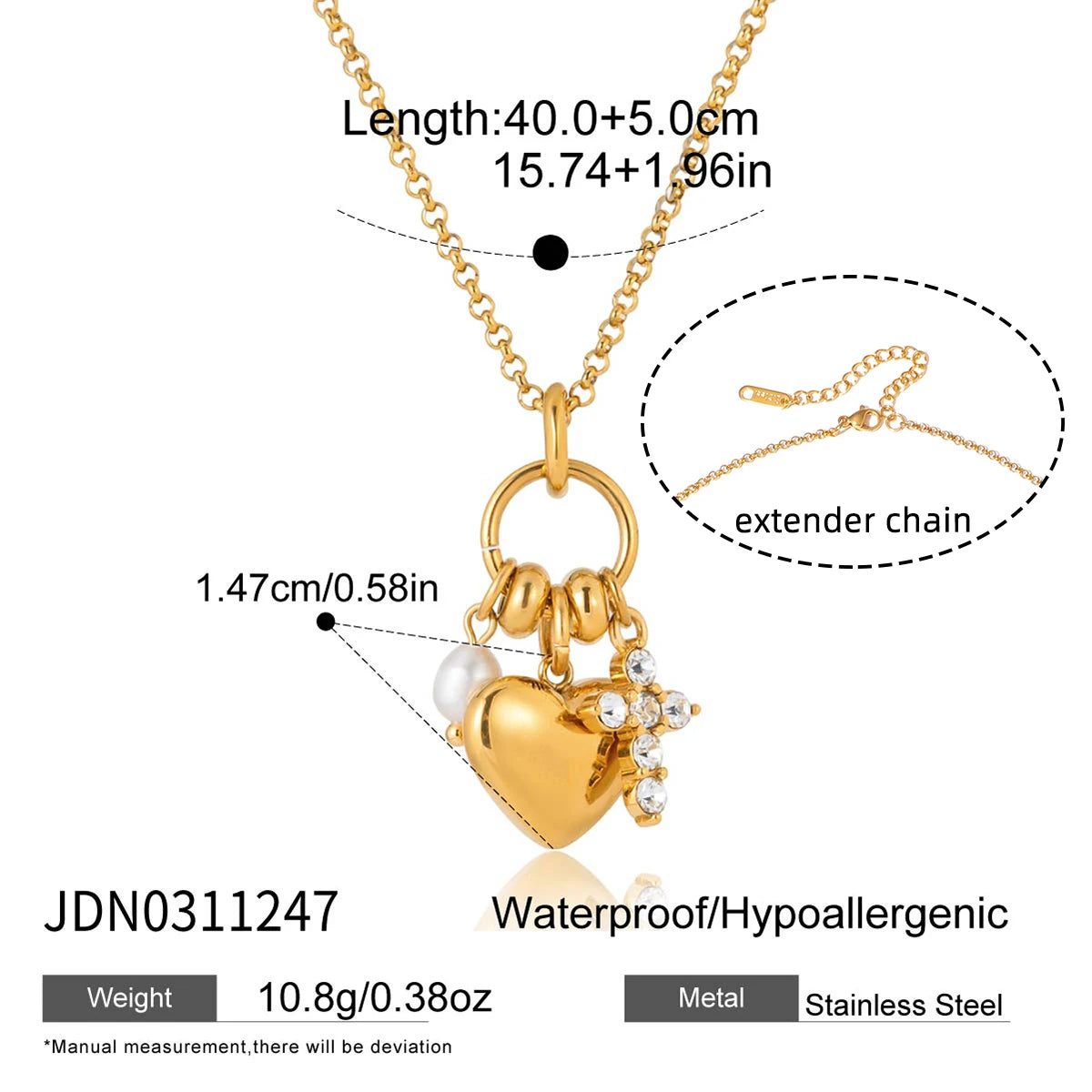 Sabine Heart Necklace - Gold