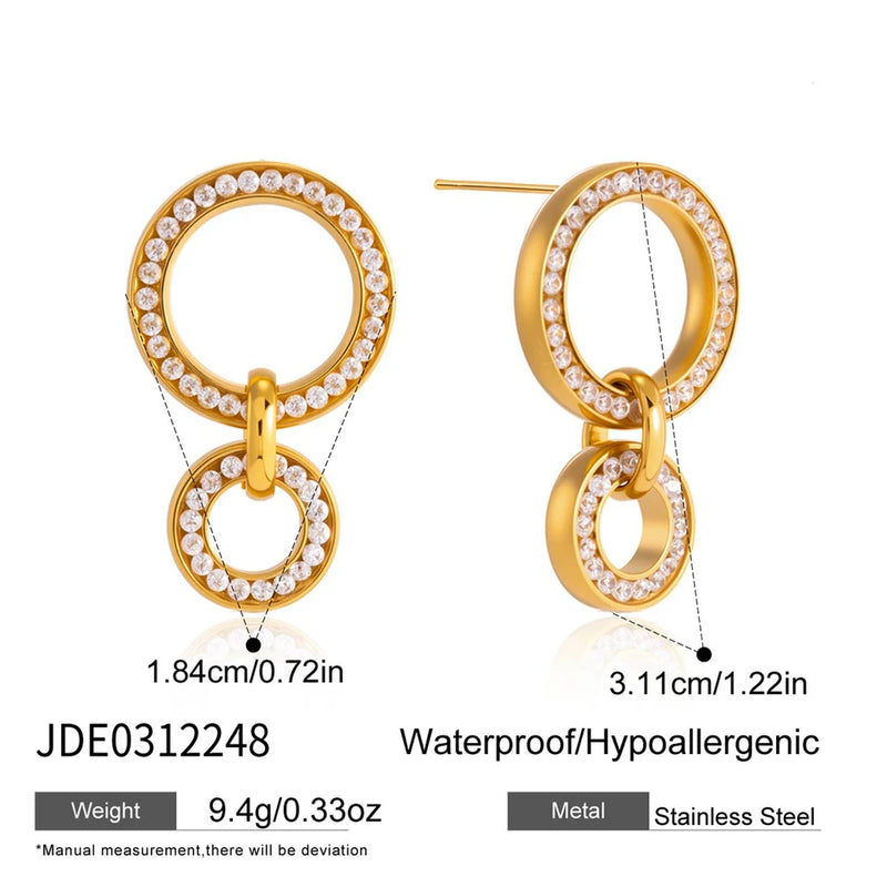 Estel Crystal Circle Link Earrings – Small Link Drop