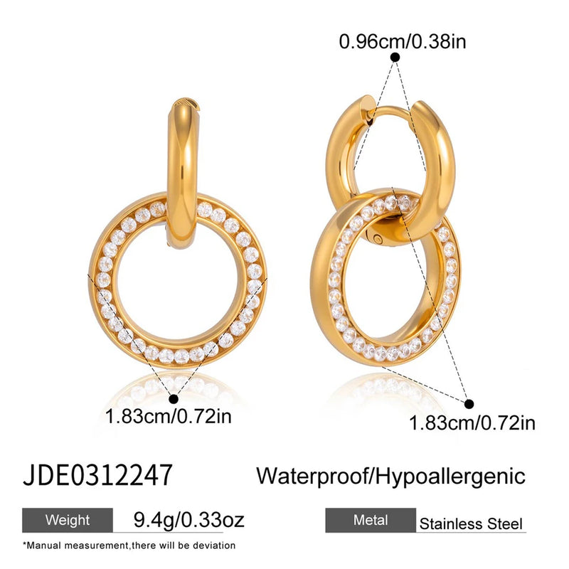 Estel Crystal Circle Link Earrings – Double Link