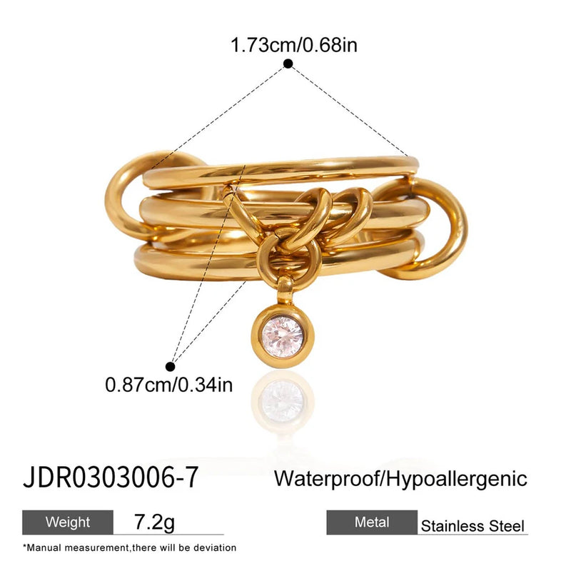 Lucienne Linked Triple-Band Ring – Gold 7