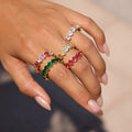 Iris Multicolor Zircon Eternity Ring alternate angle – Macaje waterproof ring