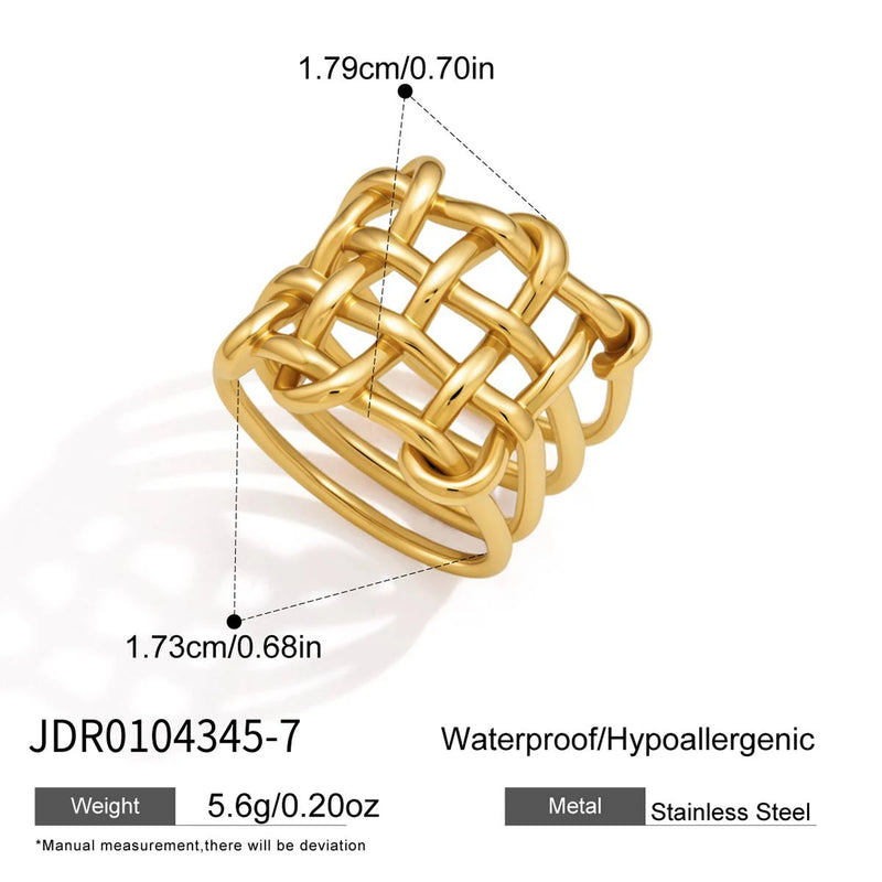 Aubrey Basketweave Statement Ring – Gold
