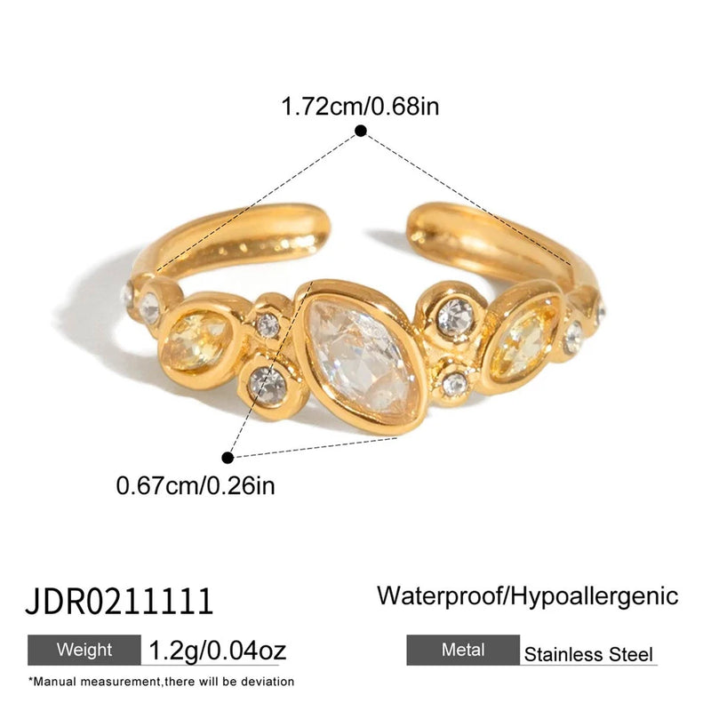 Aurelie Crystal Open Ring – Marquise Band