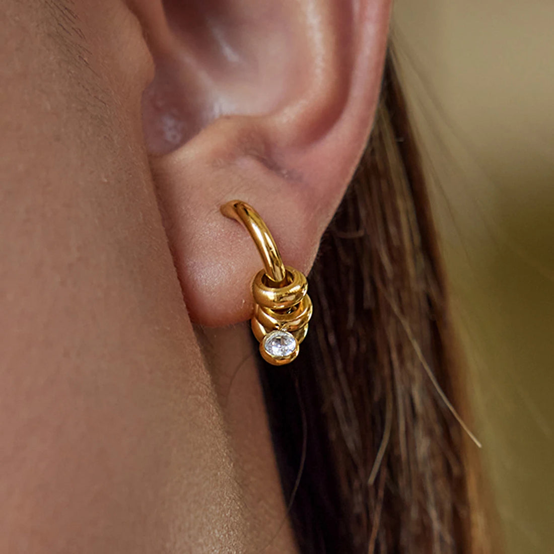 Melanie Crystal Drop Huggie Hoop Earrings