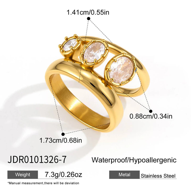 Antoinette Three-Stone Double Band Ring – Gold