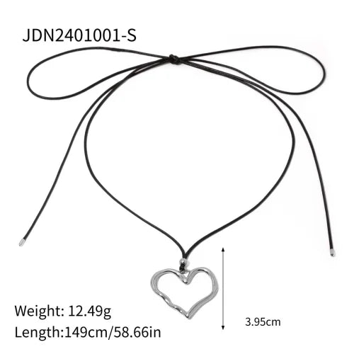 Simone Open Heart Cord Necklace