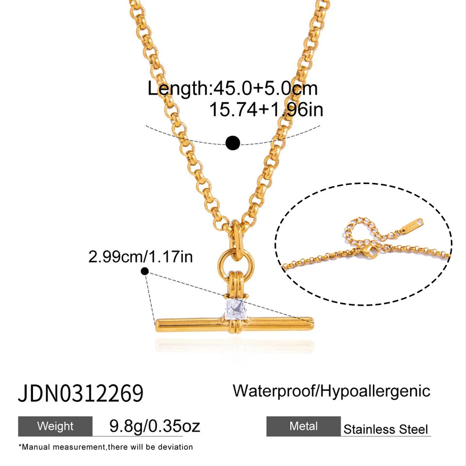Dorothee Square T-Bar Necklace