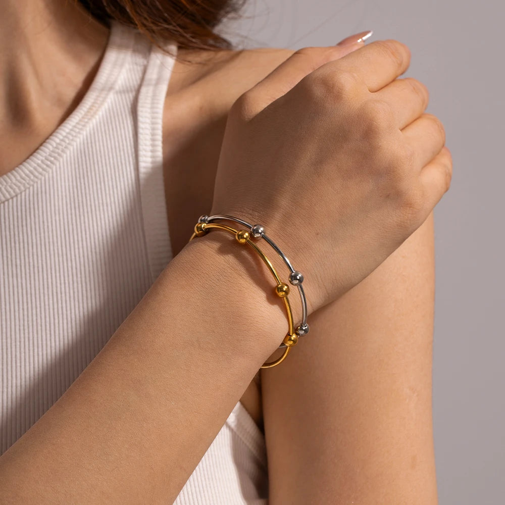 Plume Beaded Cuff Bangle close-up detail – Macaje waterproof bangle