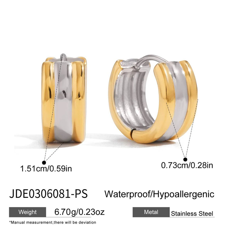 Hortense Two-Tone Huggie Hoop Earrings – Two-Tone