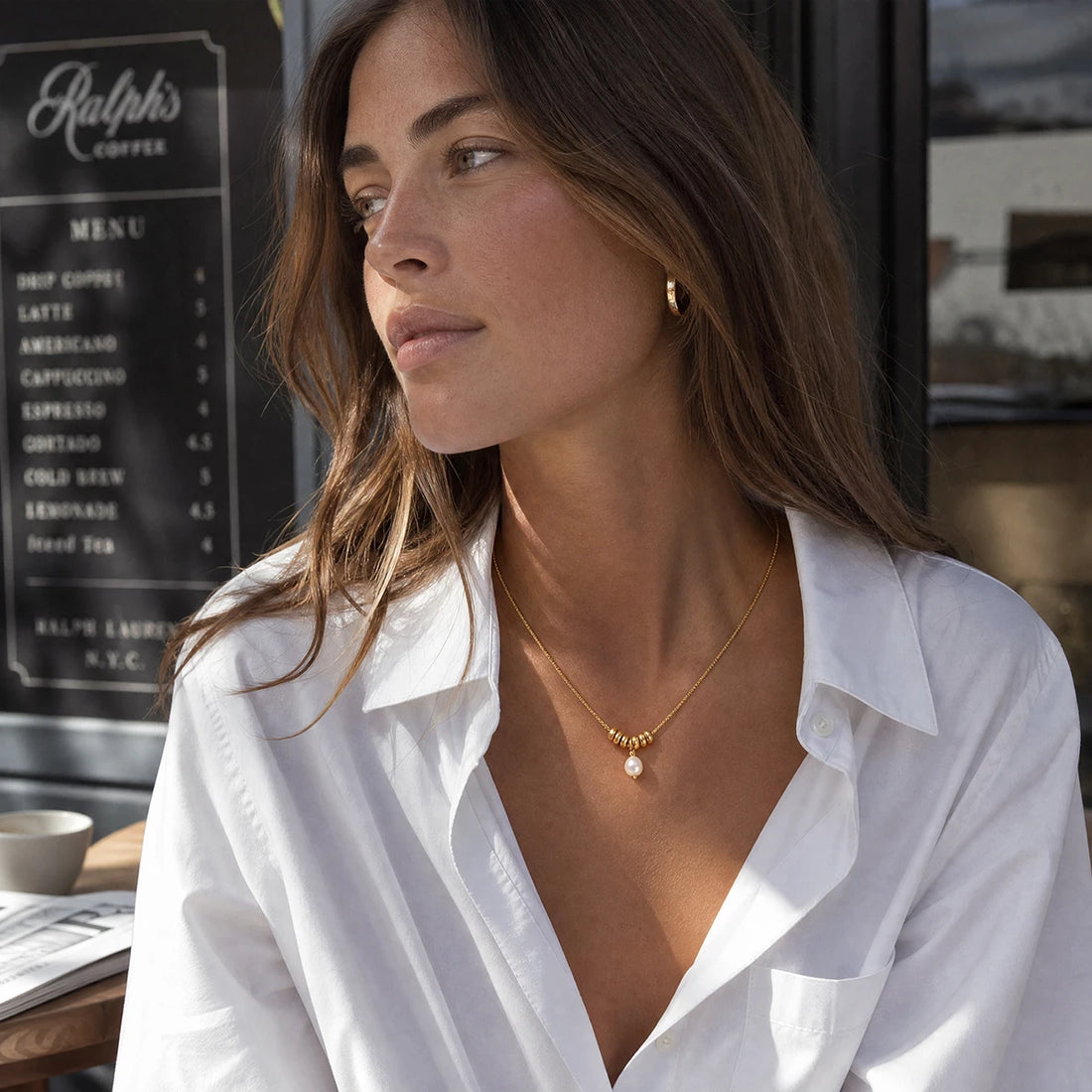 Anaelle Pearl Charm Necklace