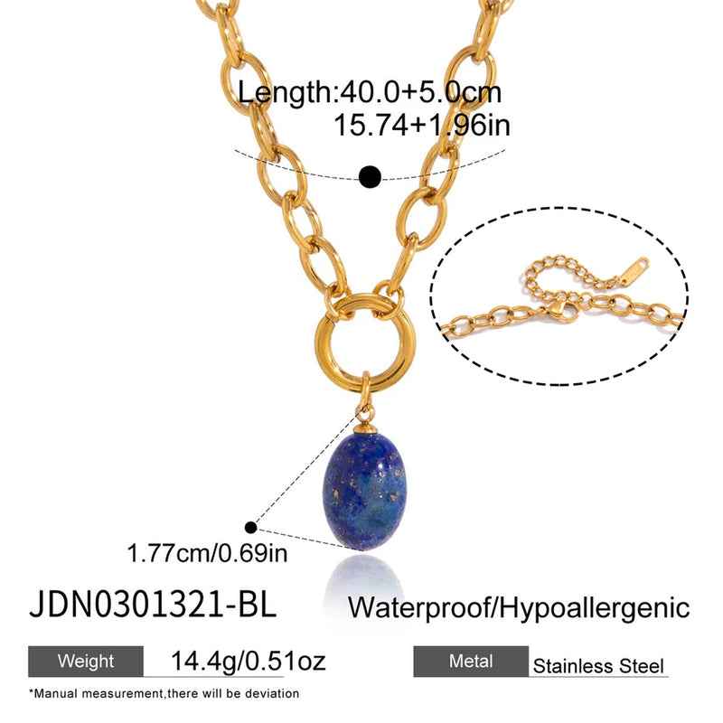 Amelie Stone Pendant Necklace – Blue