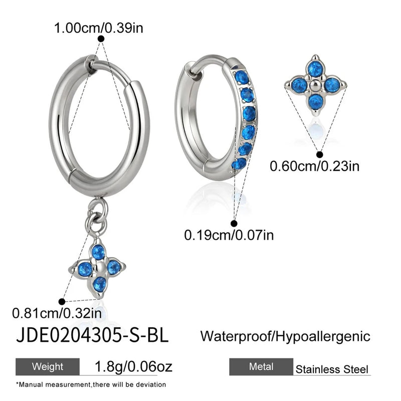 Julienne Flower Trio Earrings – Silver Blue