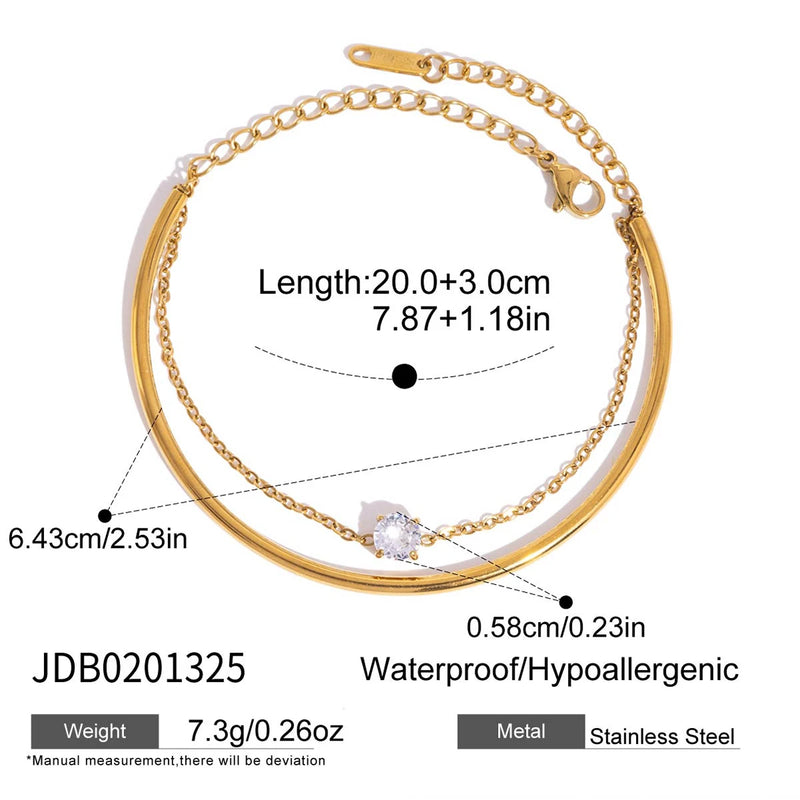 Justine Bangle and Chain Bracelet – Gold