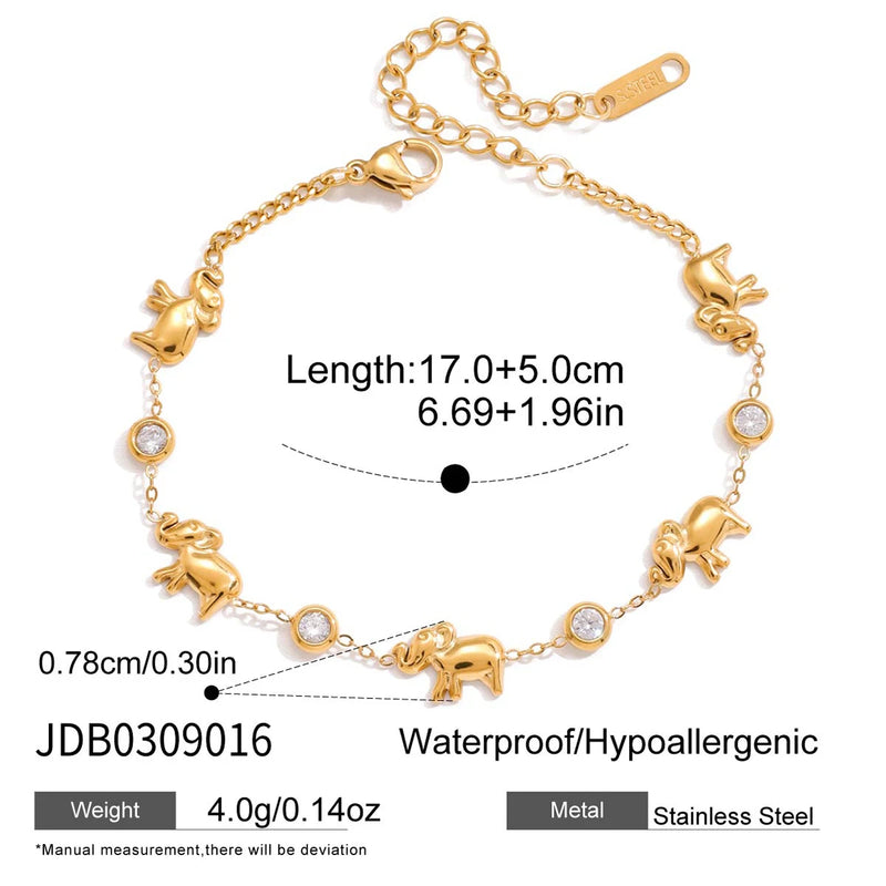 Lena Elephant Charm Bracelet – Gold