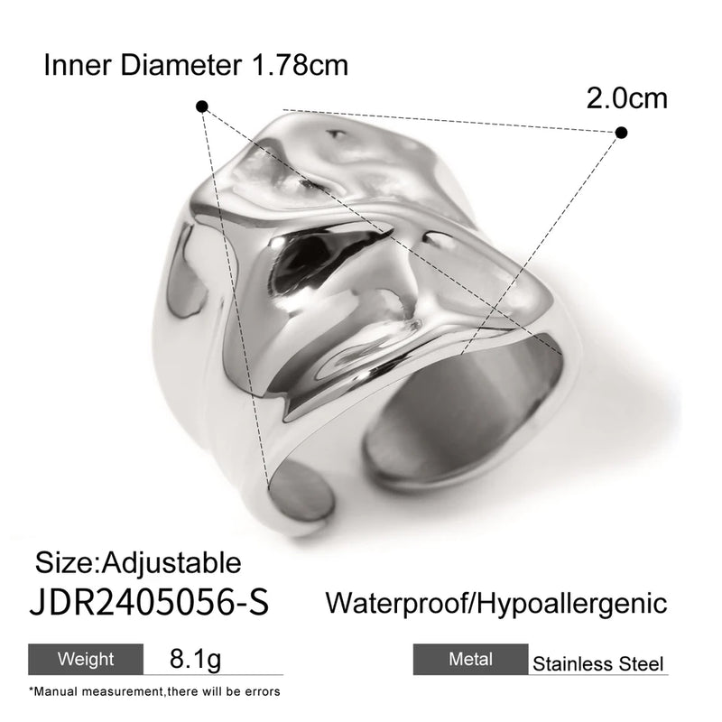 Clara Molten Wide Band Ring – Silver