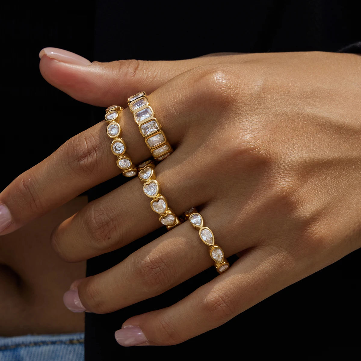 Coeur Crystal Eternity Ring alternate angle – Macaje waterproof ring