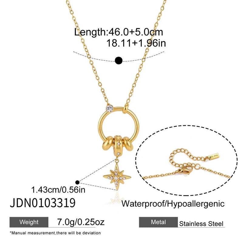 Corinne Star & Bead Chain Necklace – Circle & Star