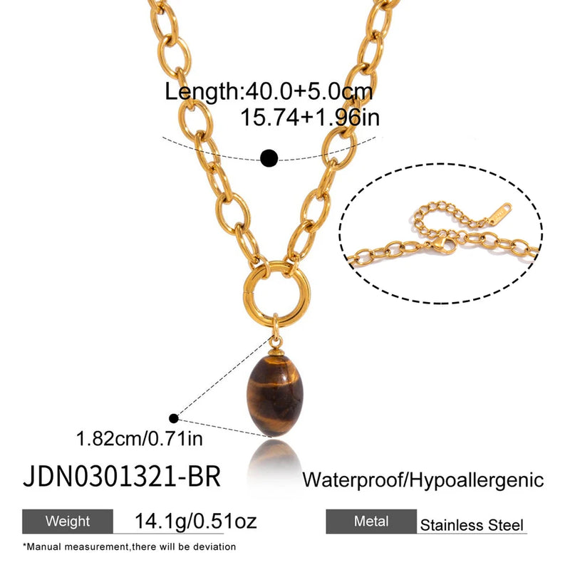 Amelie Stone Pendant Necklace – Brown