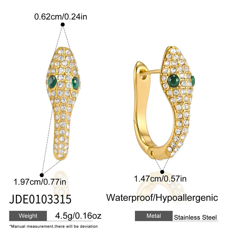 Bernadette Pave Snake Huggie Hoop Earrings – Gold