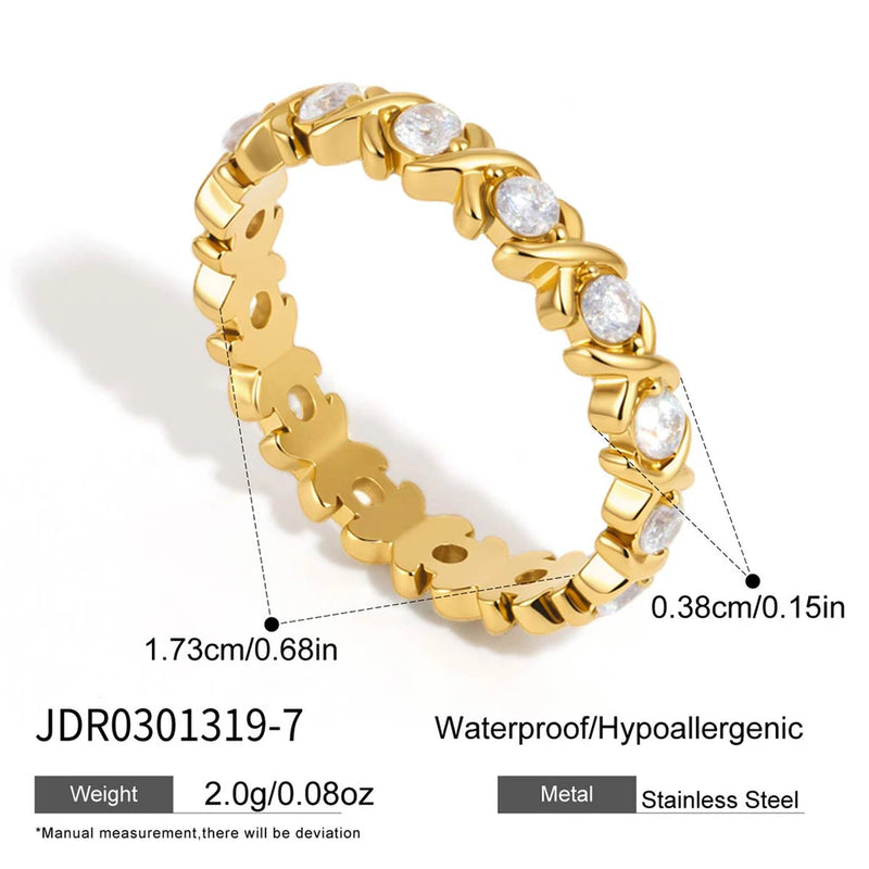 Lisette Crystal X Eternity Ring – Gold