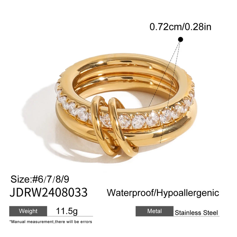 Louise Interlocking Double Band Ring – Gold
