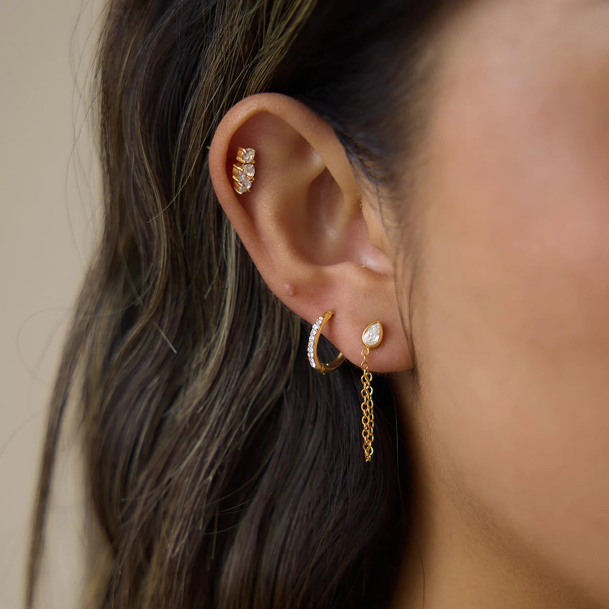Garance Crystal Earring Trio Set worn – Macaje