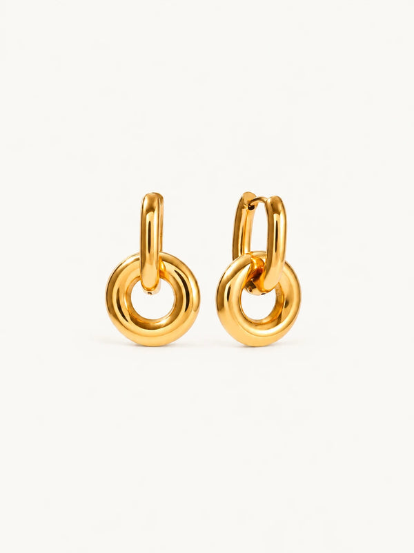 Maud Interlocking Ring Hoop Earrings – Gold