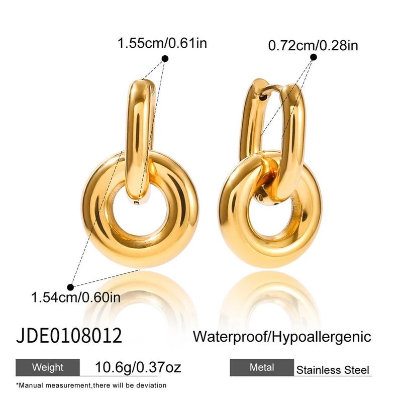Maud Interlocking Ring Hoop Earrings – Gold