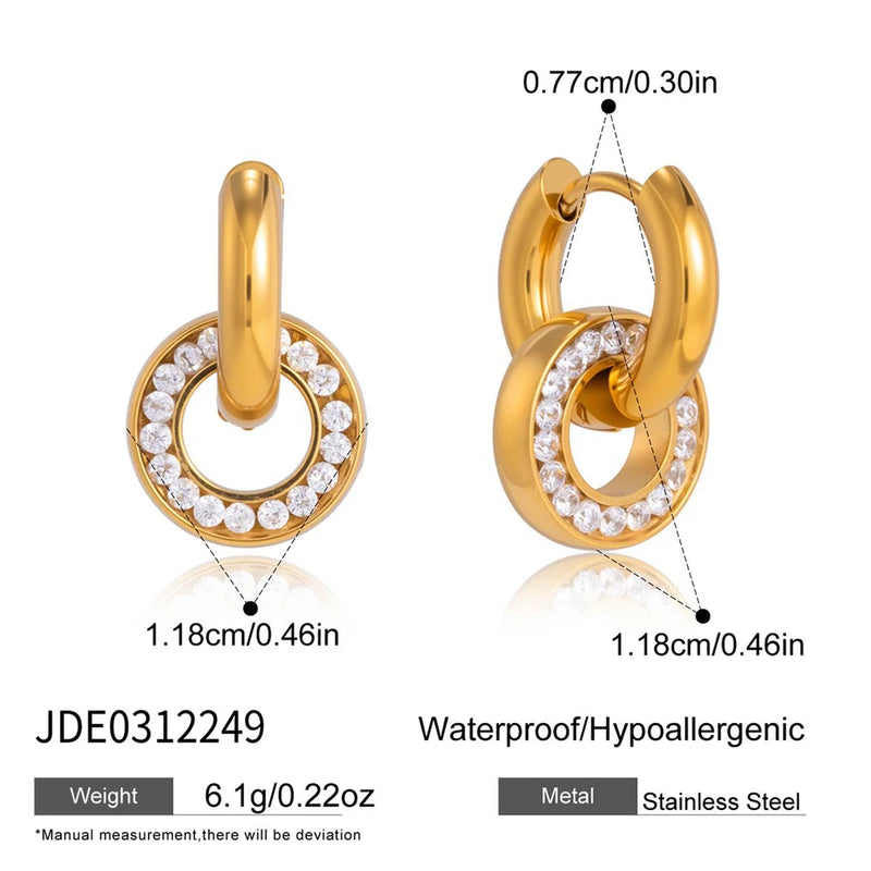 Estel Crystal Circle Link Earrings – Interlocking Drop
