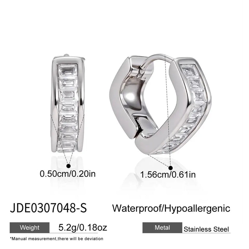 Emeline Baguette Huggie Hoop Earrings – Silver