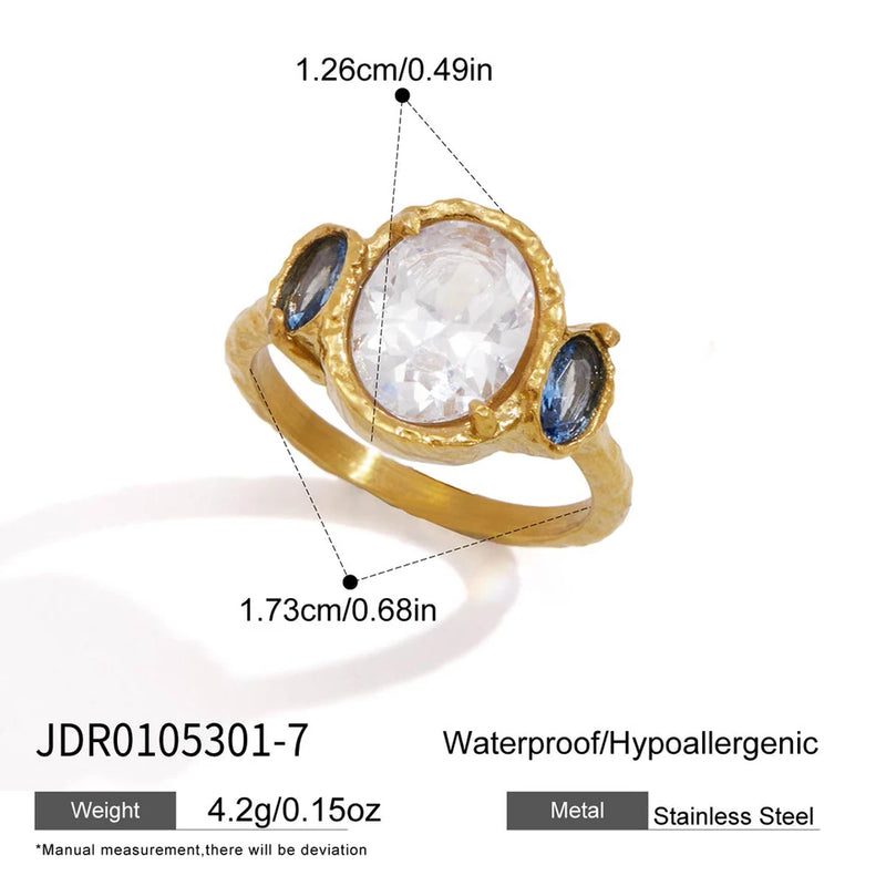 Aude Multi-Stone Ring – Blue Marquise Solitaire